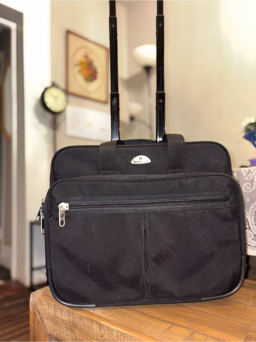 Samsonite Black Rolling multiple compartments briefcase retractable handle